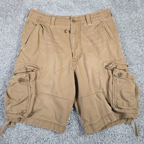 Abercrombie Fitch Cargo Shorts Mens 30 Brown Tan Vintage Fatigues Paratroopers‎ - Picture 1 of 16
